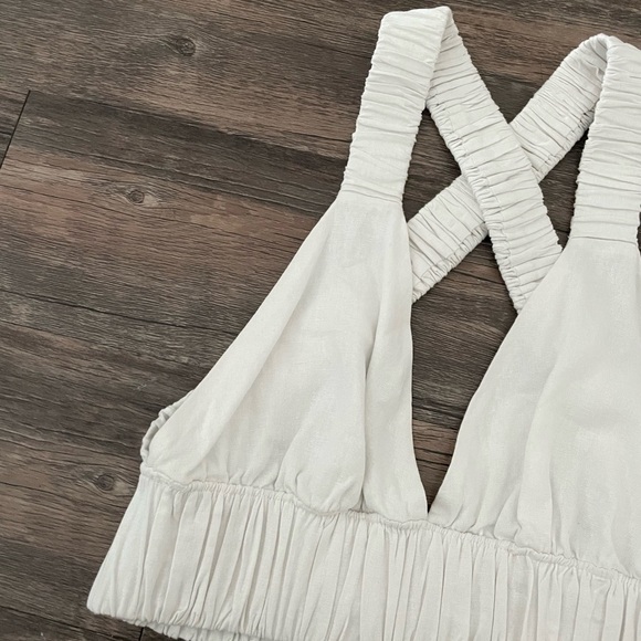 NWT Abercrombie & Fitch Linen Blend Cropped Scrunchie Top - Picture 4 of 9